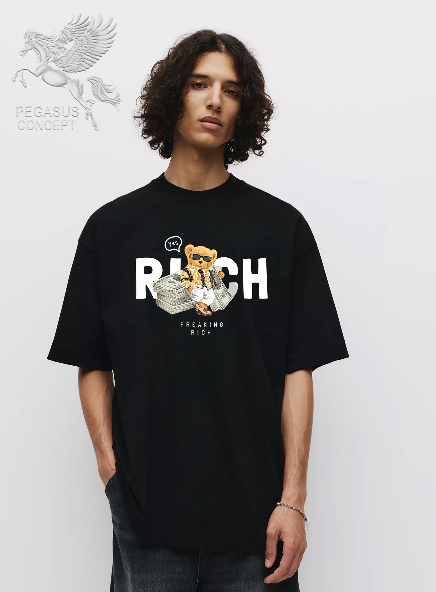 Μπλούζα μακό Premium ποιότητας σε χρώμα μαύρο με τύπωμα Teddy Bear