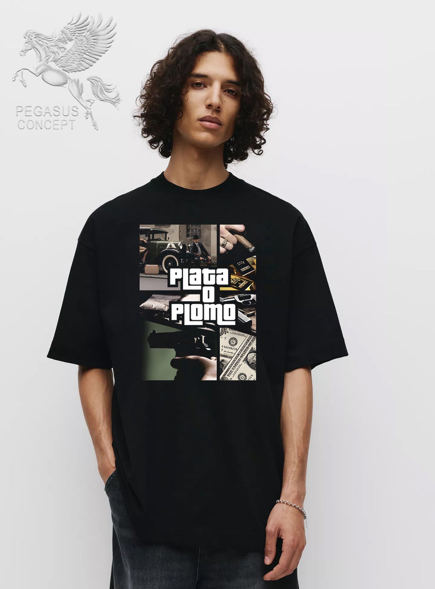 Μπλούζα μακό Premium ποιότητας σε χρώμα μαύρο με τύπωμα Plata o Plomo