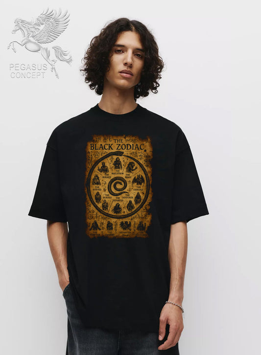 Μπλούζα μακό Premium ποιότητας σε χρώμα μαύρο με τύπωμα The Black Zodiac