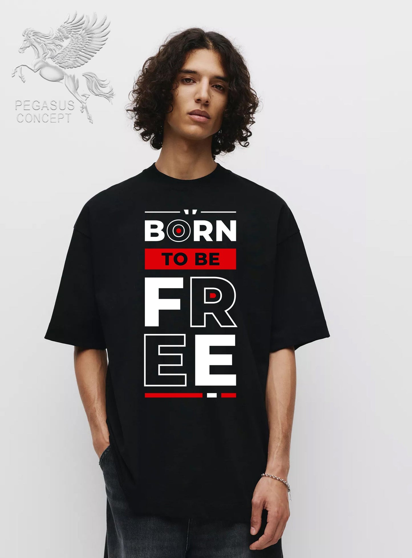 Μπλούζα μακό Premium ποιότητας σε χρώμα μαύρο με τύπωμα Born to be Free