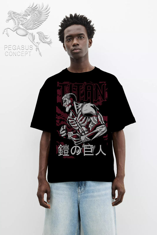 Μπλούζα μακό Premium ποιότητας σε χρώμα μαύρο με τύπωμα Attack on Titan