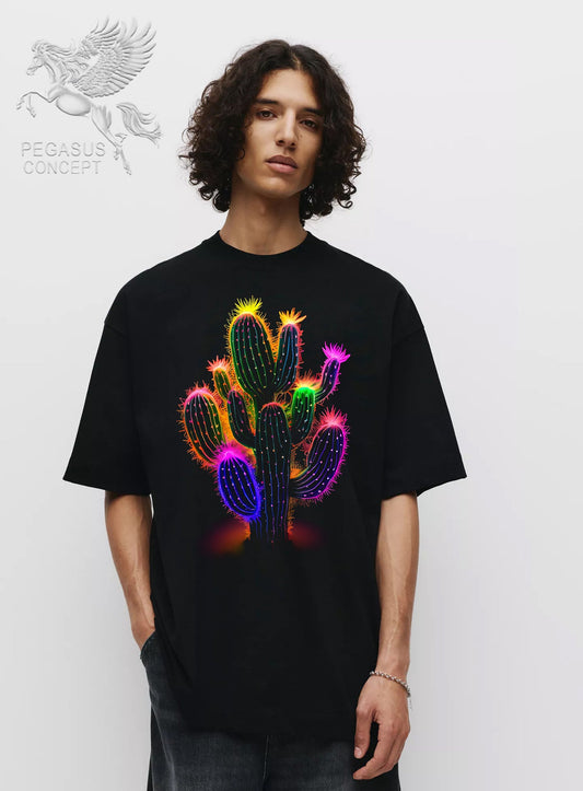 Μπλούζα μακό Premium ποιότητας σε χρώμα μαύρο με τύπωμα Cactus Art