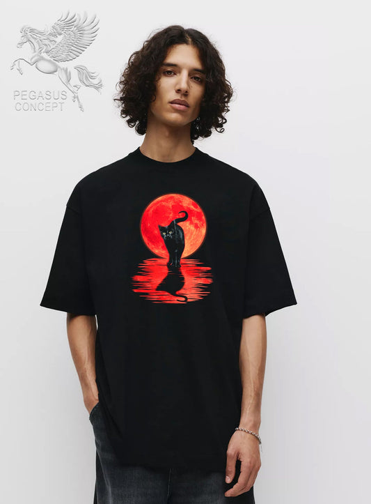 Μπλούζα μακό Premium ποιότητας σε χρώμα μαύρο με τύπωμα Cat Art