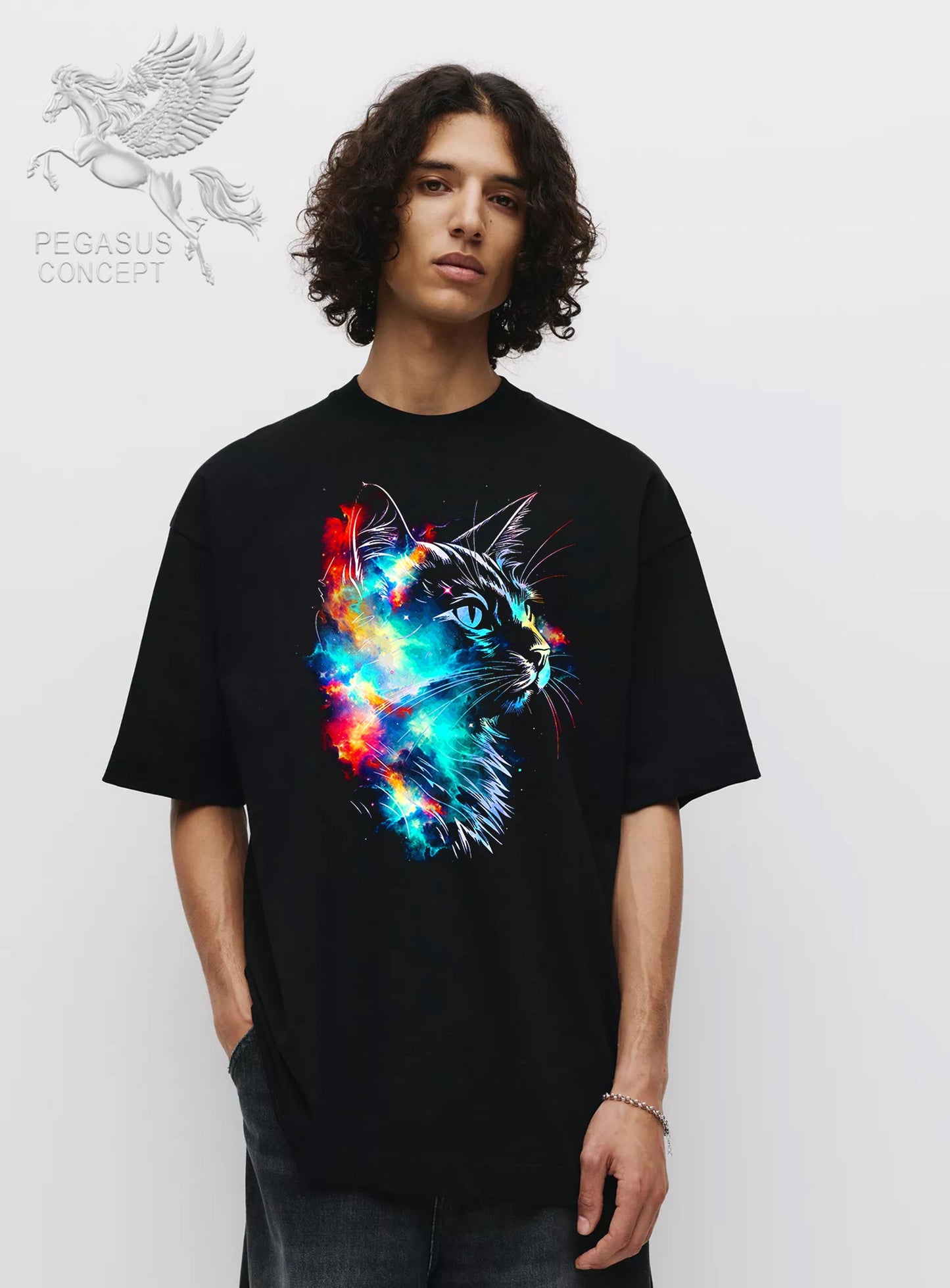 Μπλούζα μακό Premium ποιότητας σε χρώμα μαύρο με τύπωμα Cat Art