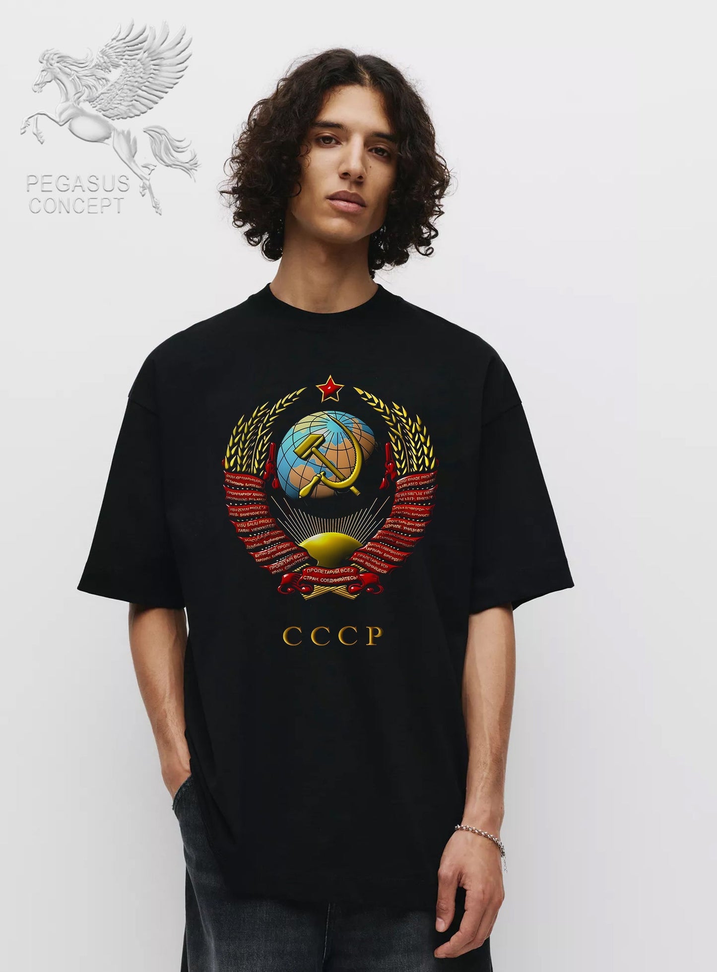 Μπλούζα μακό Premium ποιότητας σε χρώμα μαύρο με τύπωμα CCCP - Russia