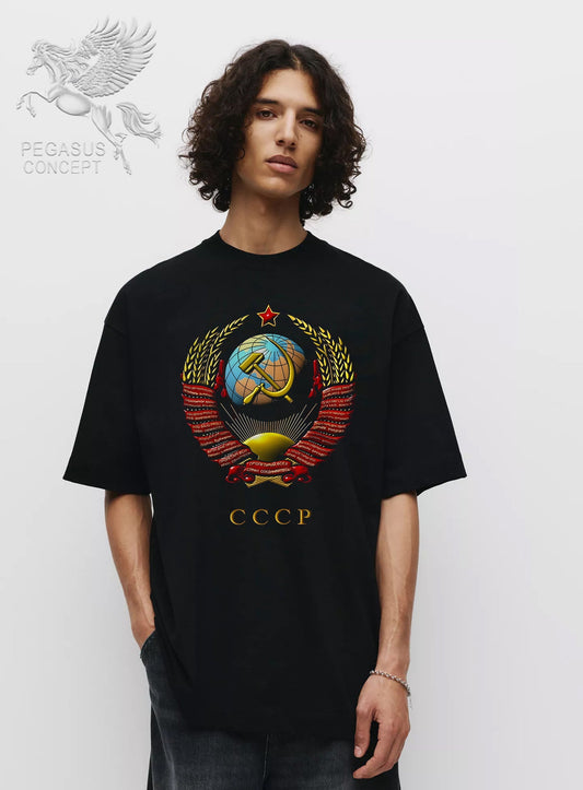 Μπλούζα μακό Premium ποιότητας σε χρώμα μαύρο με τύπωμα CCCP - Russia