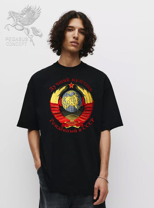 Μπλούζα μακό Premium ποιότητας σε χρώμα μαύρο με τύπωμα CCCP - Russia