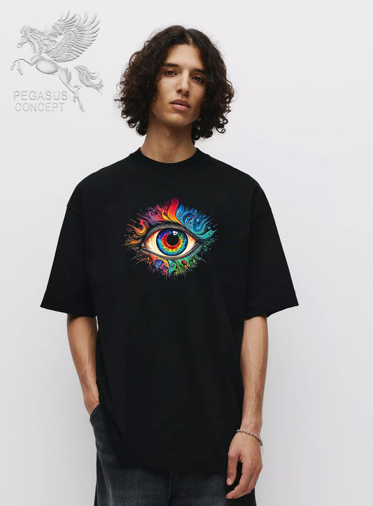 Μπλούζα μακό Premium ποιότητας σε χρώμα μαύρο με τύπωμα Color Art Eye