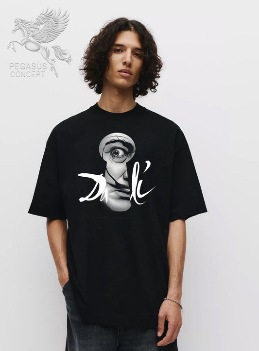 Μπλούζα μακό Premium ποιότητας σε χρώμα μαύρο με τύπωμα Dali