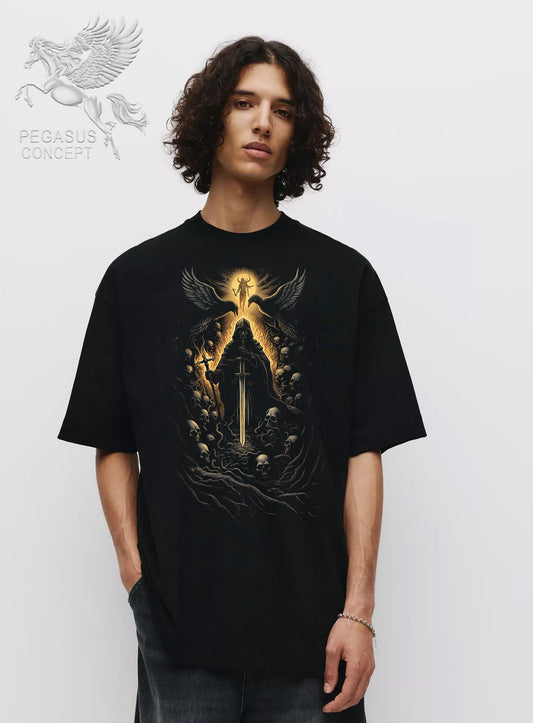 Μπλούζα μακό Premium ποιότητας σε χρώμα μαύρο με τύπωμα Dark Knight Art