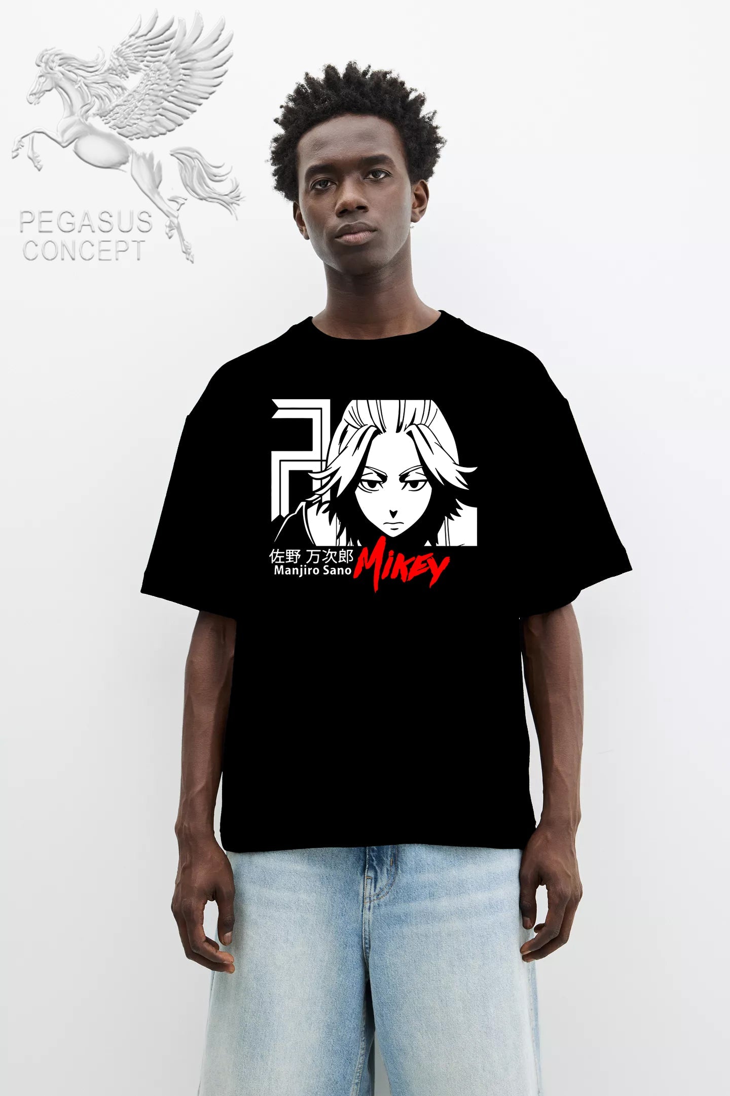 Μπλούζα μακό Premium ποιότητας σε χρώμα μαύρο με τύπωμα Manjiro