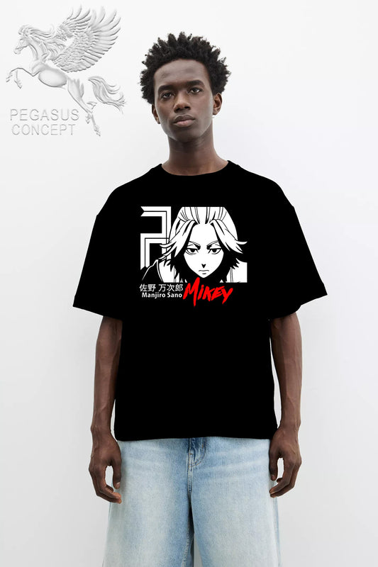 Μπλούζα μακό Premium ποιότητας σε χρώμα μαύρο με τύπωμα Manjiro