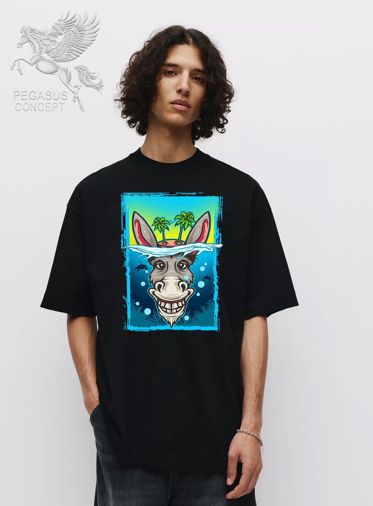 Μπλούζα μακό Premium ποιότητας σε χρώμα μαύρο με τύπωμα Donkey