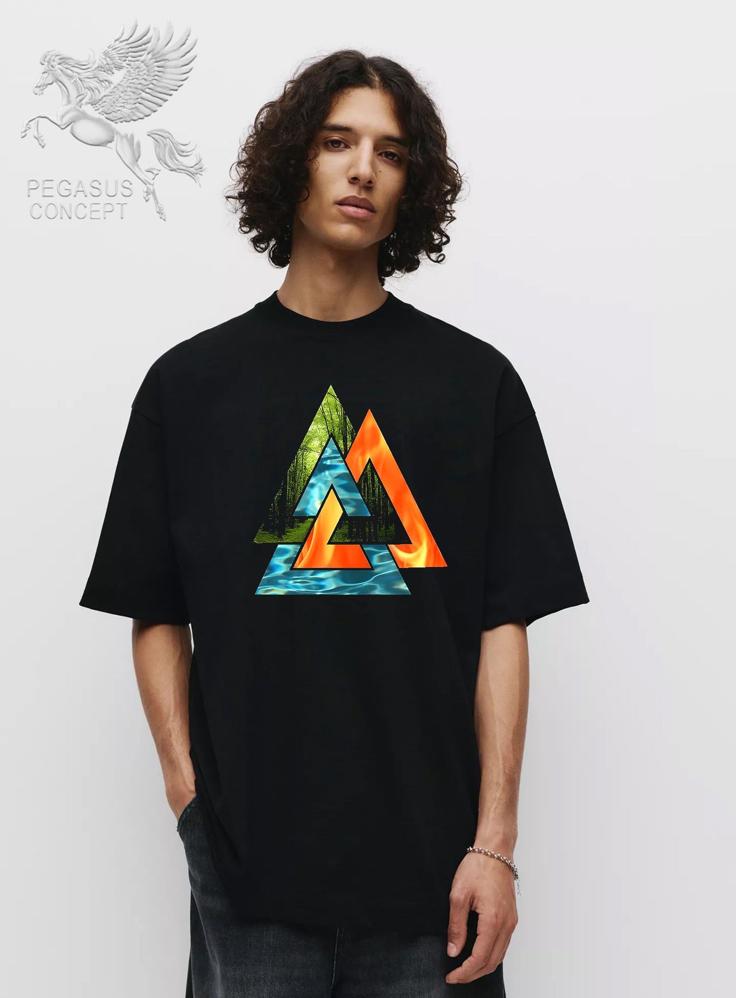 Μπλούζα μακό Premium ποιότητας σε χρώμα μαύρο με τύπωμα Natural 4 elements