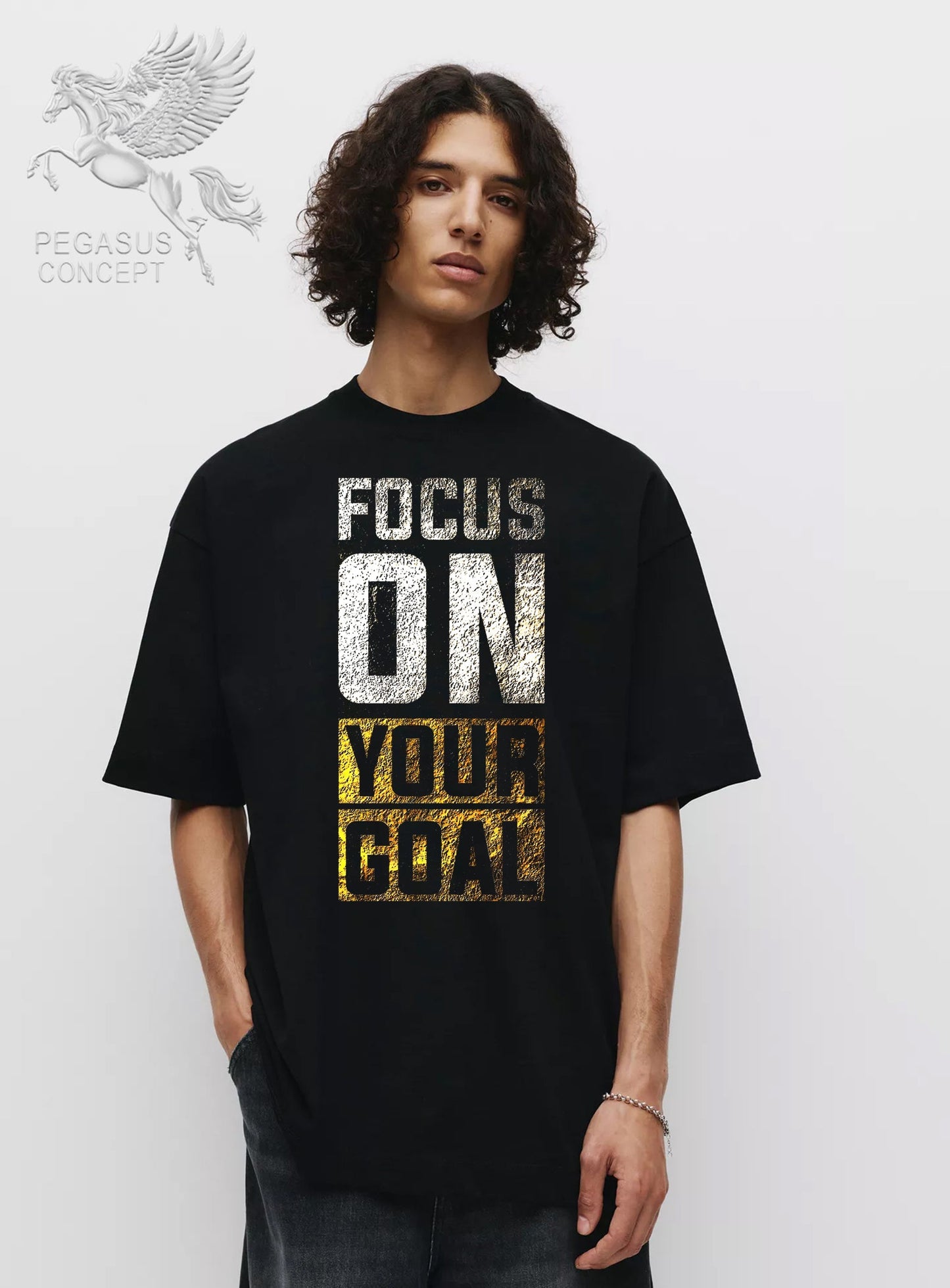Μπλούζα μακό Premium ποιότητας σε χρώμα μαύρο με τύπωμα Focus on your Goals