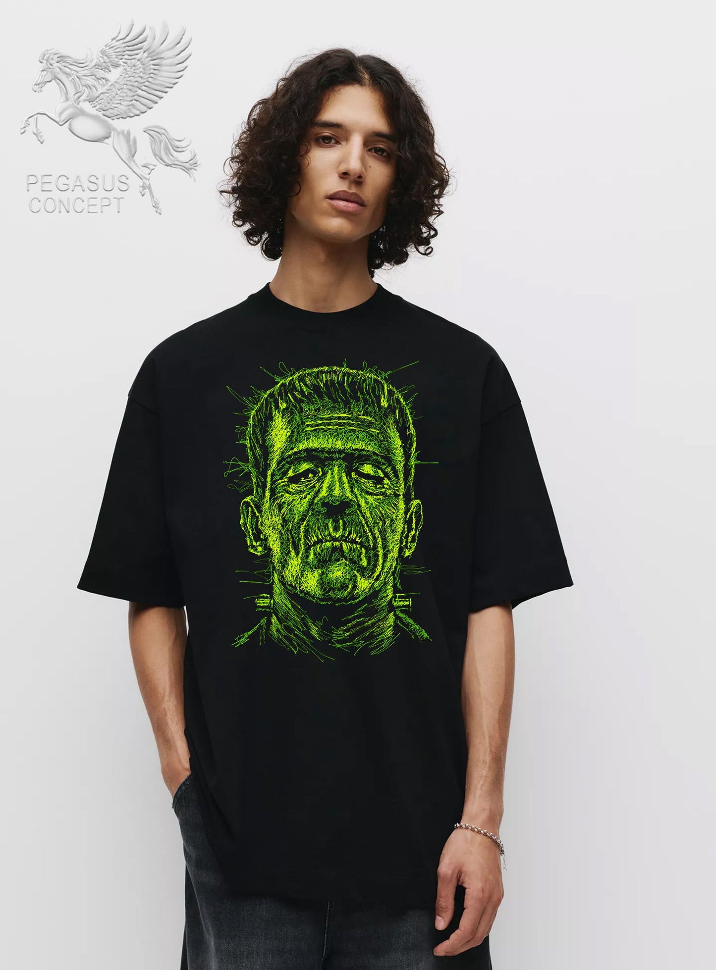 Μπλούζα μακό Premium ποιότητας σε χρώμα μαύρο με τύπωμα Frankestein