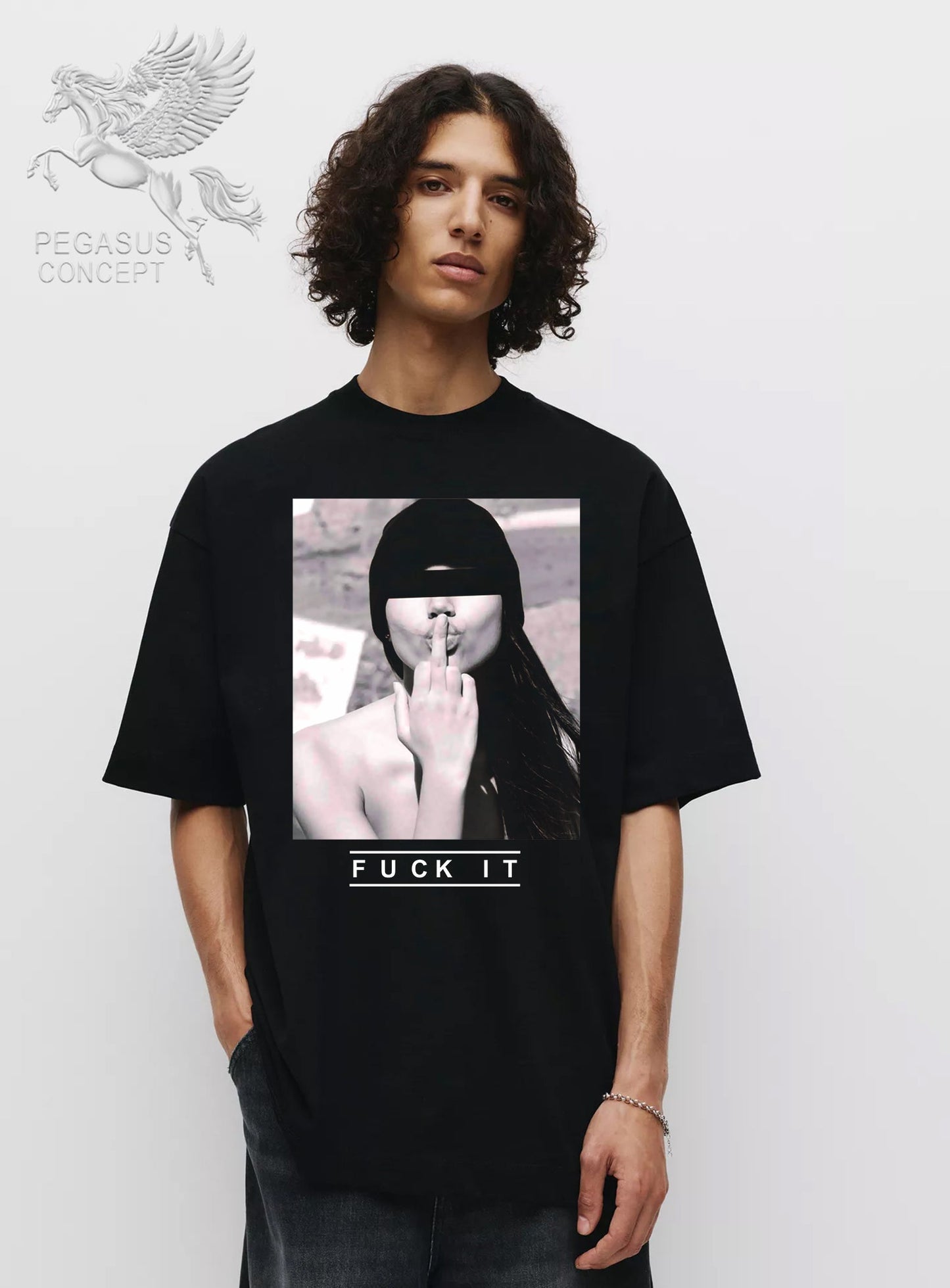 Μπλούζα μακό Premium ποιότητας σε χρώμα μαύρο με τύπωμα Urban Fuck it