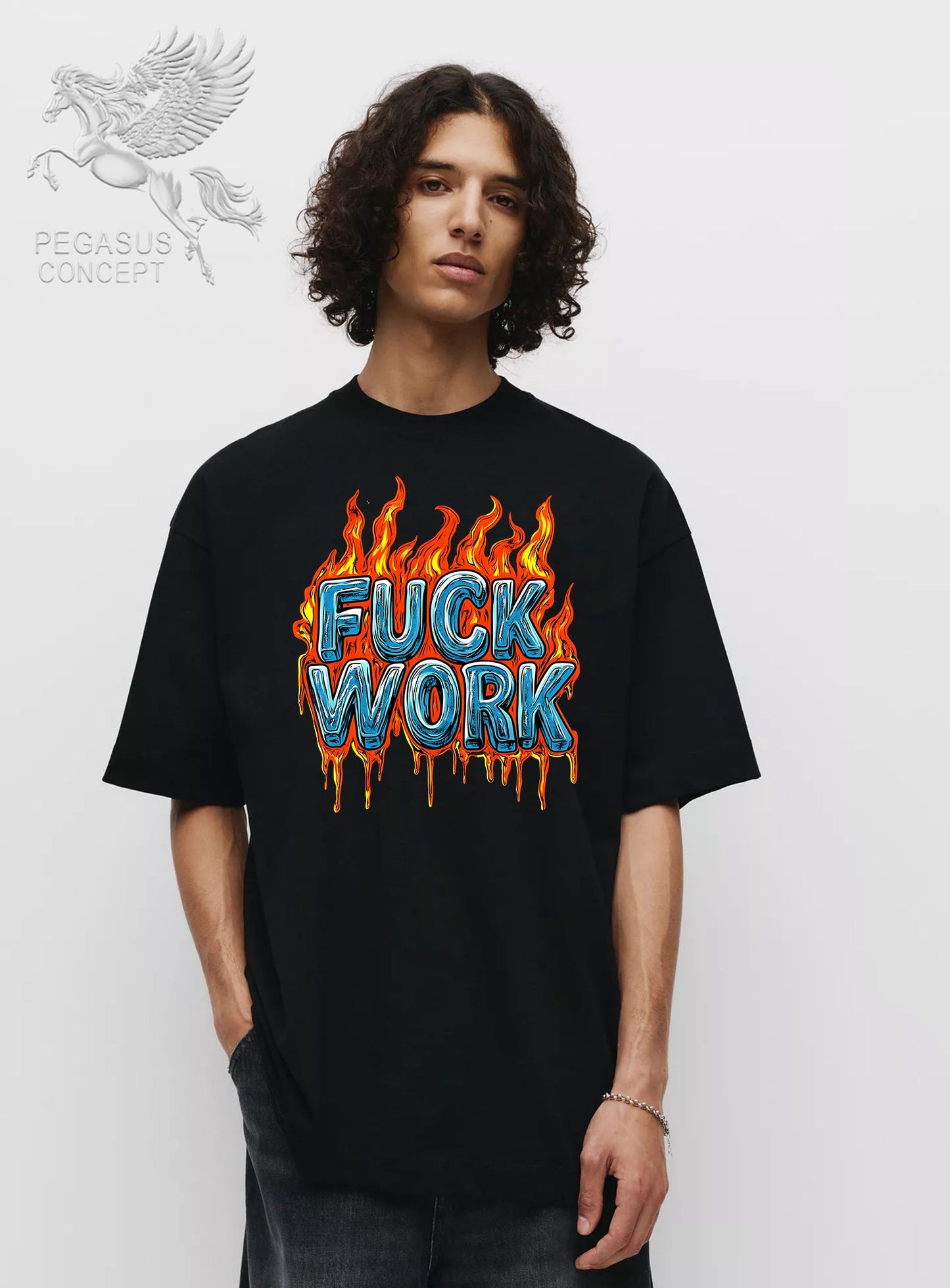 Μπλούζα μακό Premium ποιότητας σε χρώμα μαύρο με τύπωμα Fuck Work