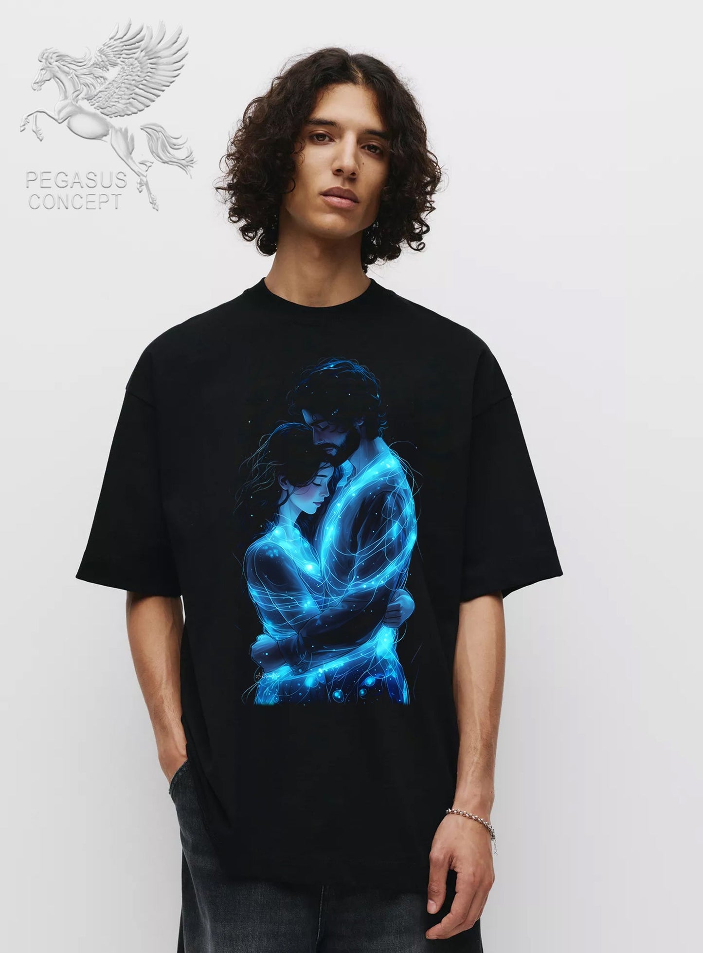 Μπλούζα μακό Premium ποιότητας σε χρώμα μαύρο με τύπωμα Lovers neon Art