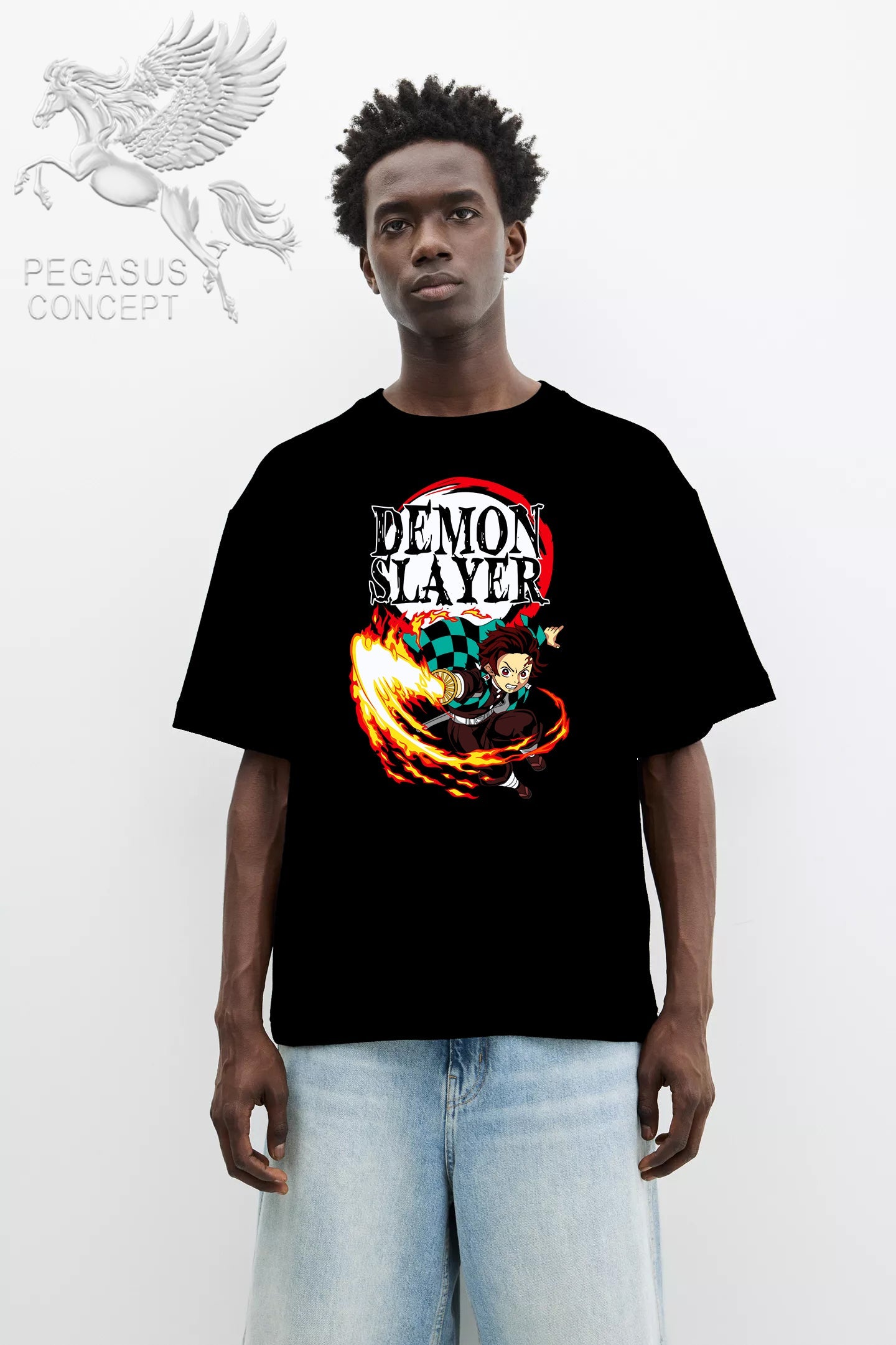 Μπλούζα μακό Premium ποιότητας σε χρώμα μαύρο με τύπωμα Demon Slayer