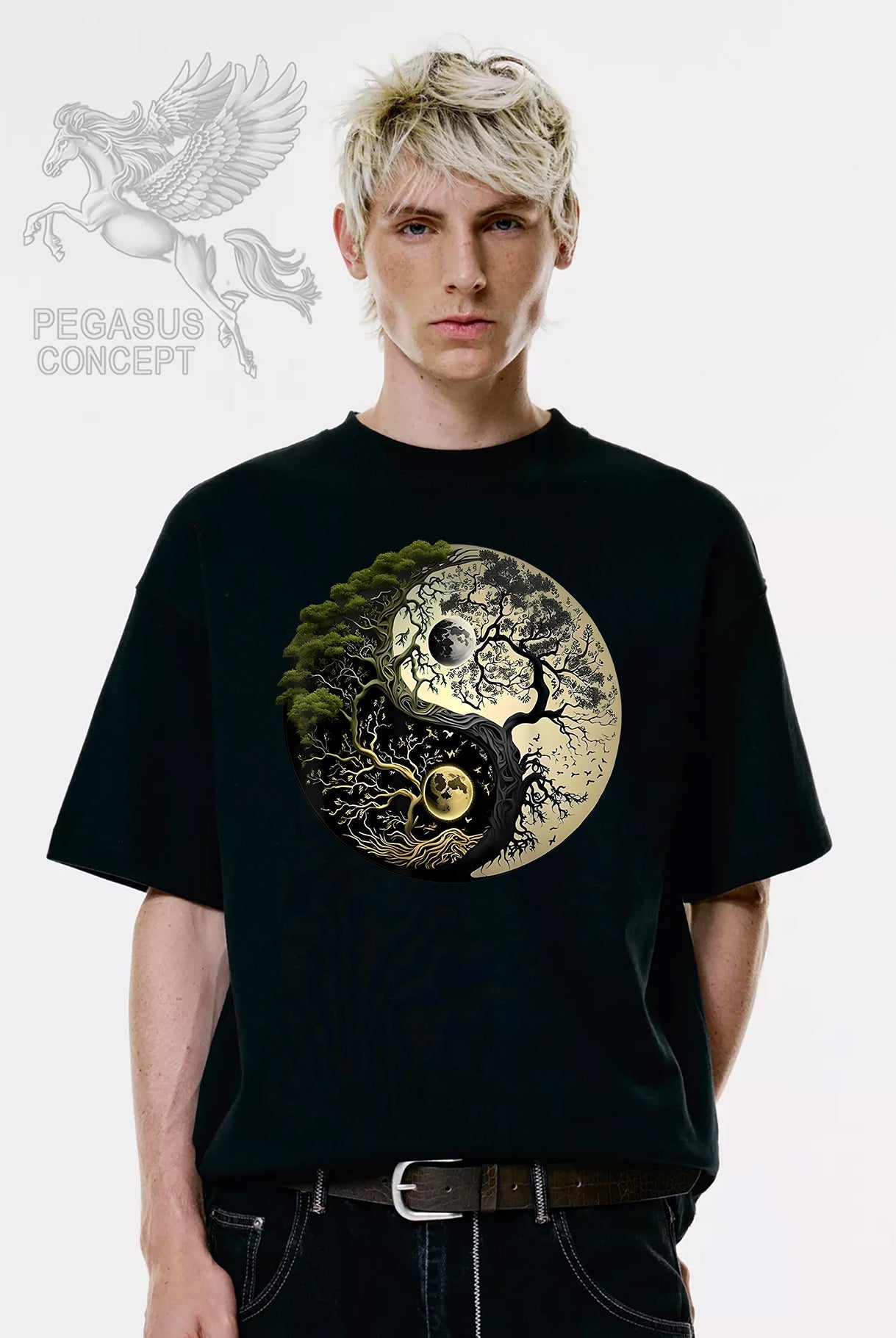 Μπλούζα μακό Premium ποιότητας σε χρώμα μαύρο με τύπωμα yin yang