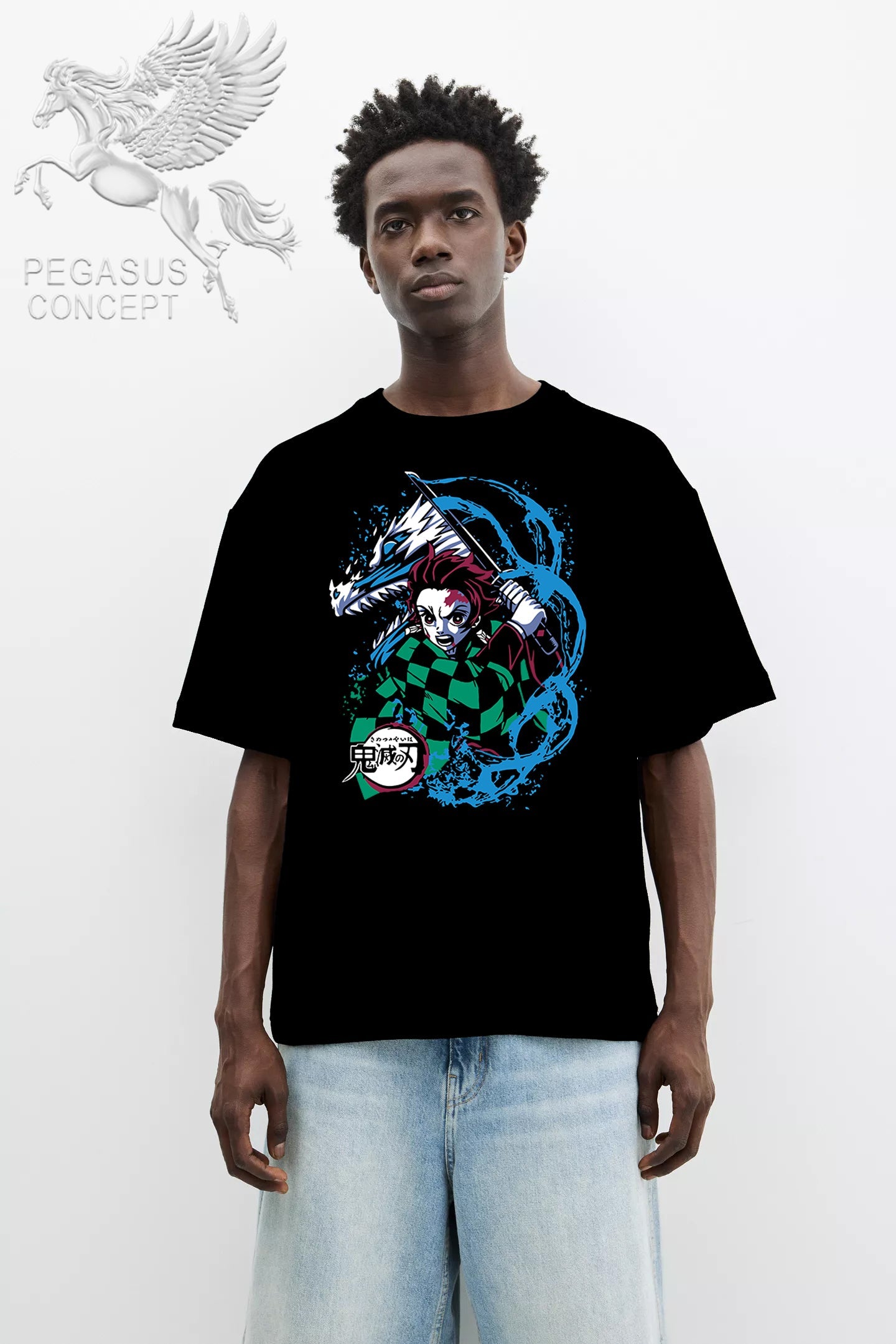 Μπλούζα μακό Premium ποιότητας σε χρώμα μαύρο με τύπωμα Demon Slayer