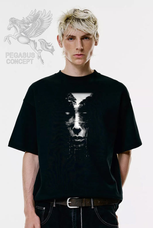 Μπλούζα μακό Premium ποιότητας σε χρώμα μαύρο με τύπωμα Amazon nature Art