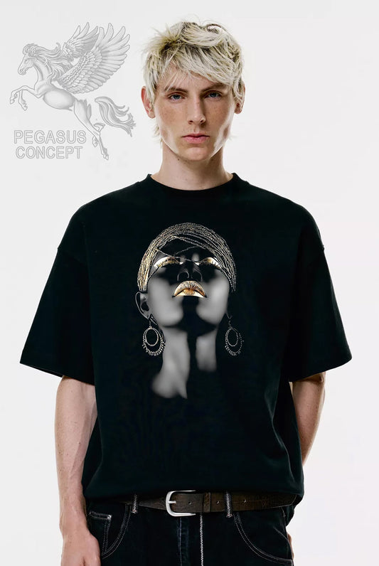 Μπλούζα μακό Premium ποιότητας σε χρώμα μαύρο με τύπωμα Woman Art