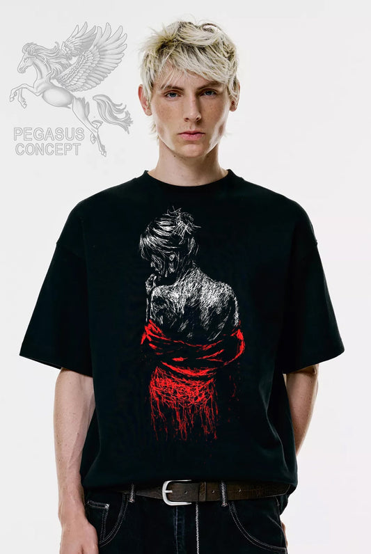 Μπλούζα μακό Premium ποιότητας σε χρώμα μαύρο με τύπωμα Woman Art