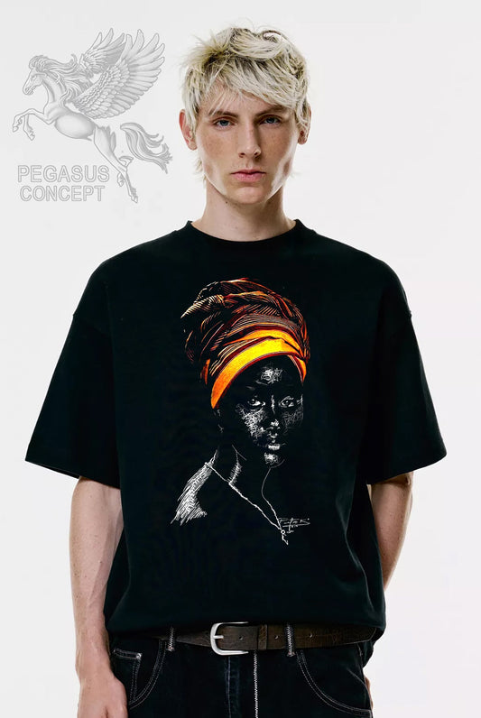 Μπλούζα μακό Premium ποιότητας σε χρώμα μαύρο με τύπωμα Woman Art