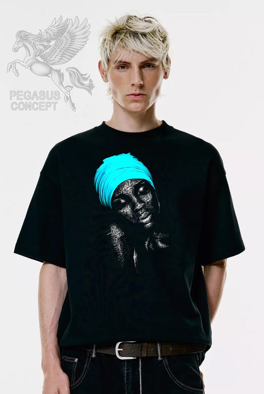 Μπλούζα μακό Premium ποιότητας σε χρώμα μαύρο με τύπωμα Woman Art