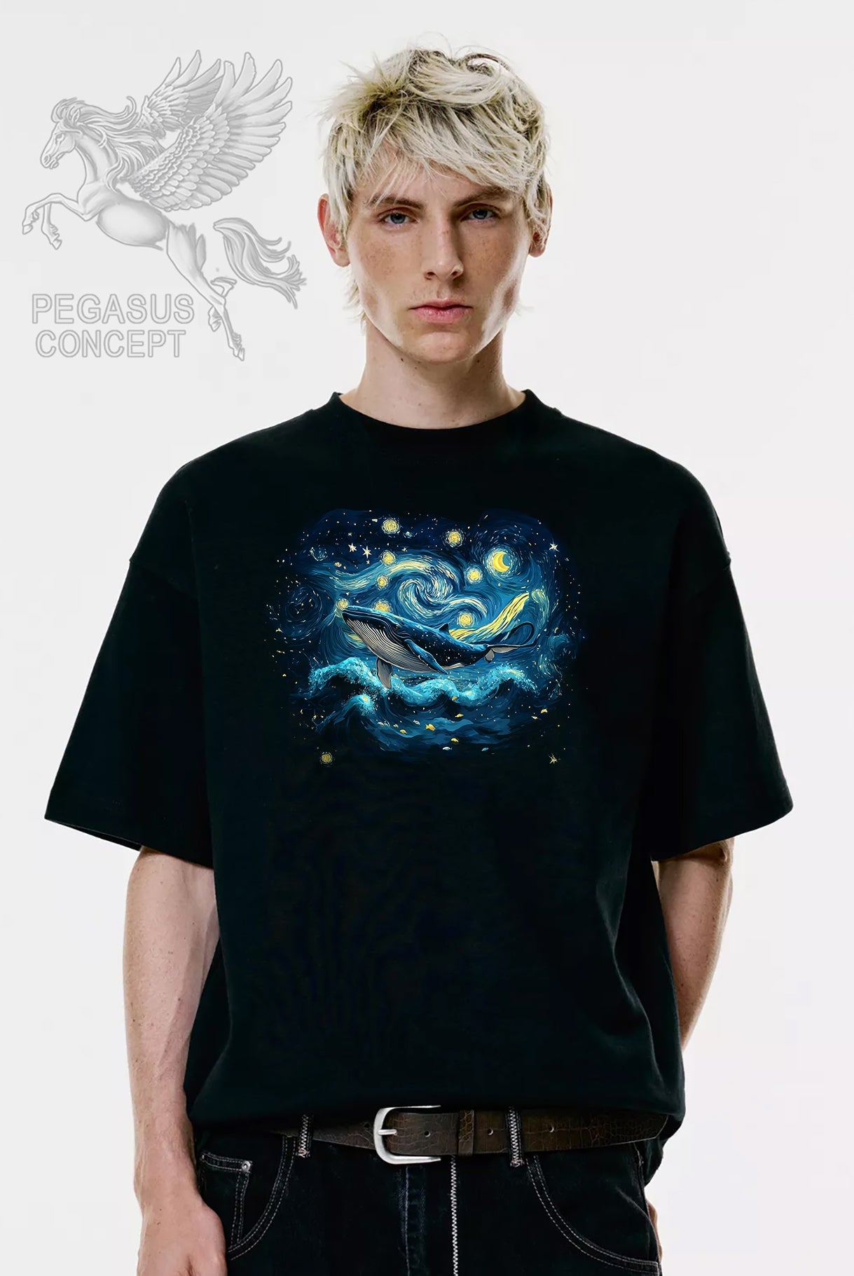 Μπλούζα μακό Premium ποιότητας σε χρώμα μαύρο με τύπωμα Whale