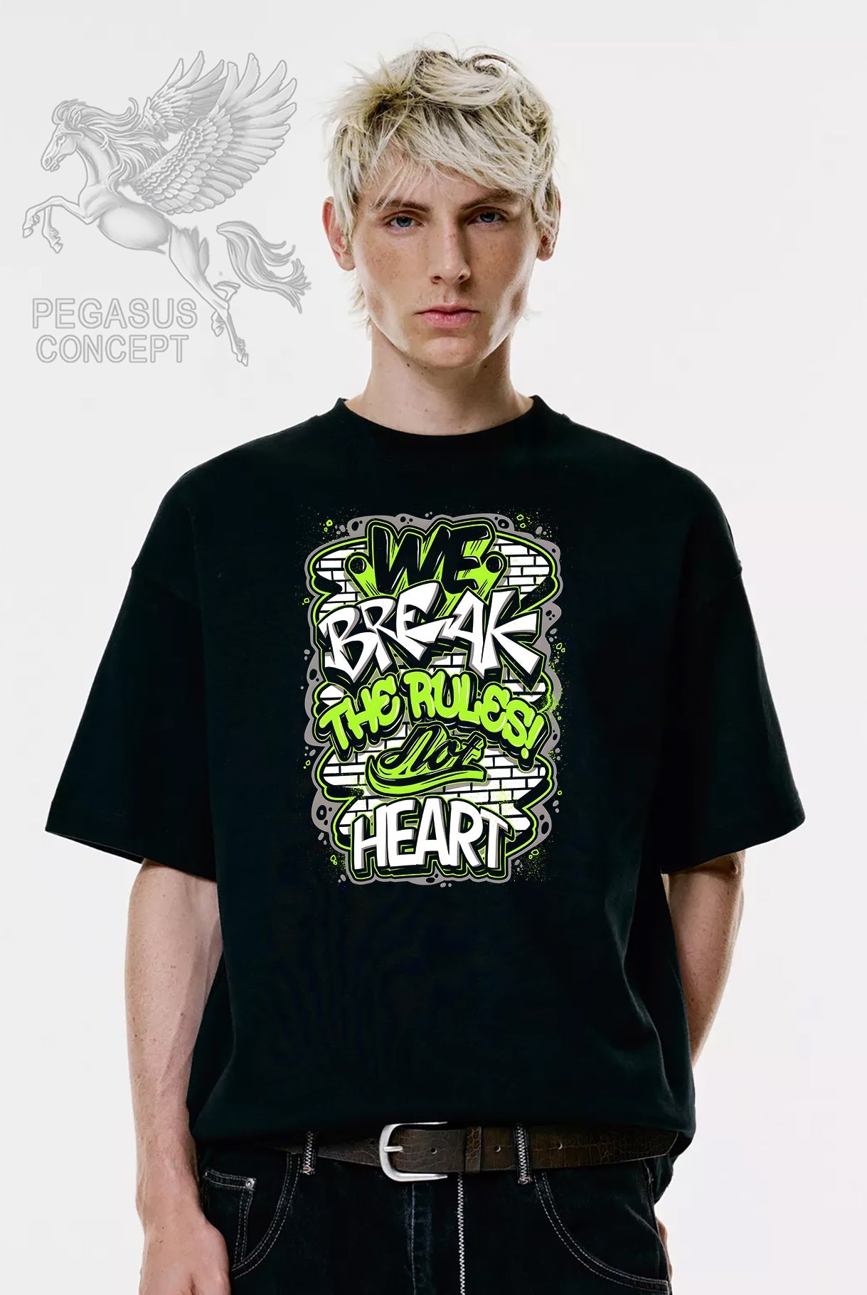 Μπλούζα μακό Premium ποιότητας σε χρώμα μαύρο με τύπωμα Break the Rules Wall Art - Graffiti