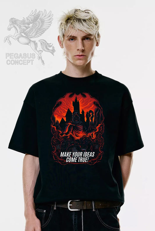 Μπλούζα μακό Premium ποιότητας σε χρώμα μαύρο με τύπωμα Make your Ideas Come True