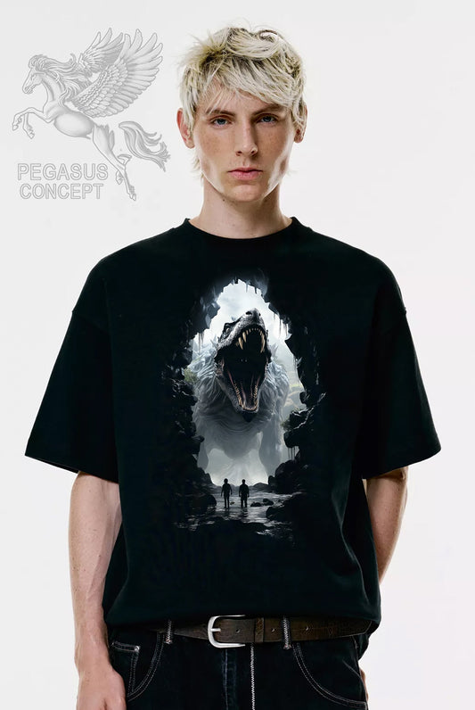 Μπλούζα μακό Premium ποιότητας σε χρώμα μαύρο με τύπωμα T-Rex