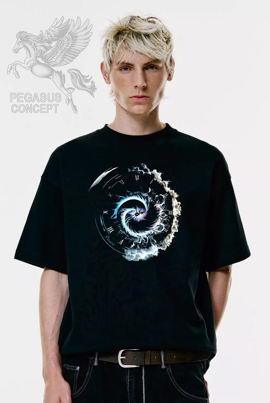 Μπλούζα μακό Premium ποιότητας σε χρώμα μαύρο με τύπωμα Time Vortex