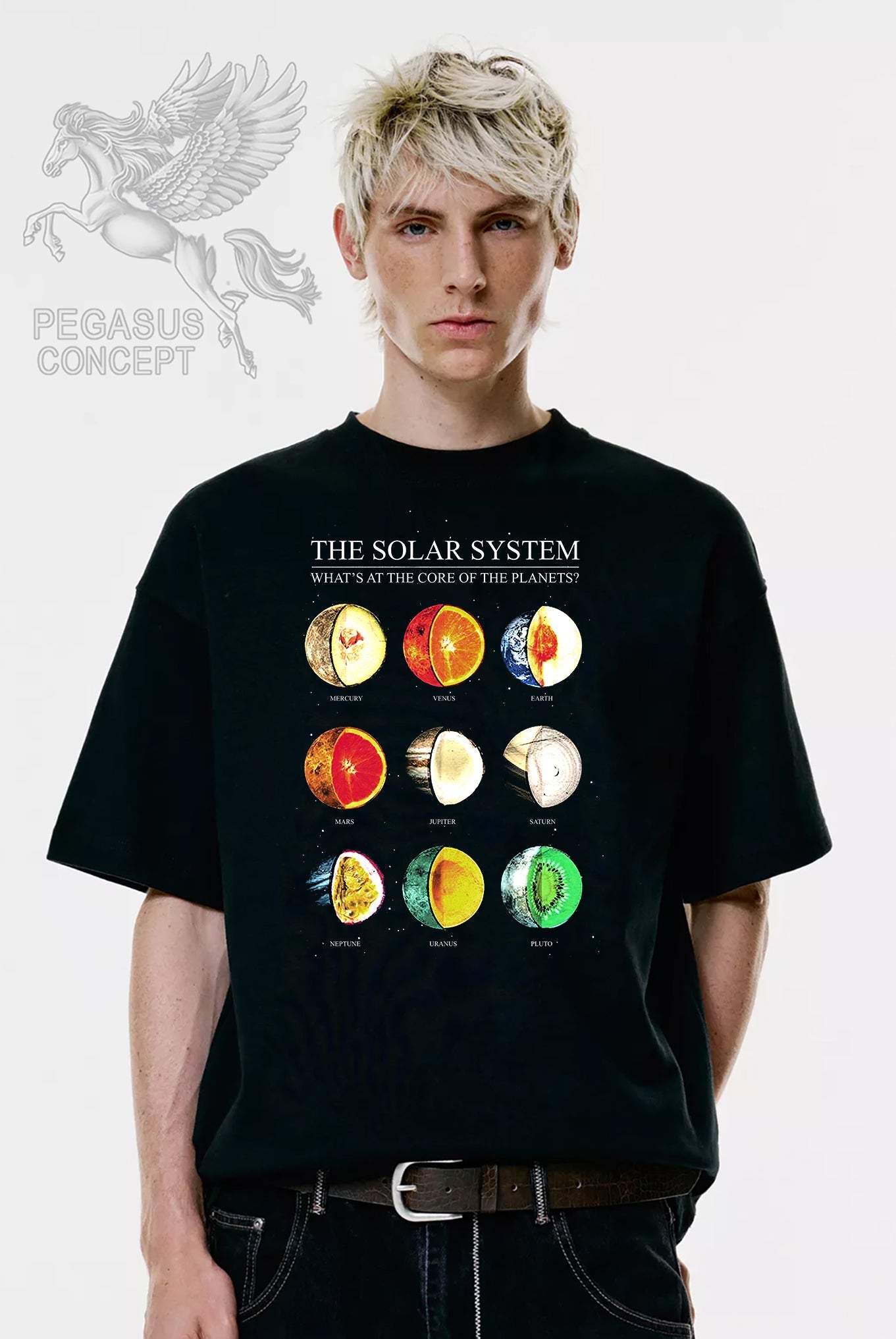 Μπλούζα μακό Premium ποιότητας σε χρώμα μαύρο με τύπωμα The Solar System Art