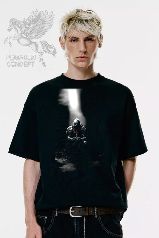 Μπλούζα μακό Premium ποιότητας σε χρώμα μαύρο με τύπωμα Templar Knight