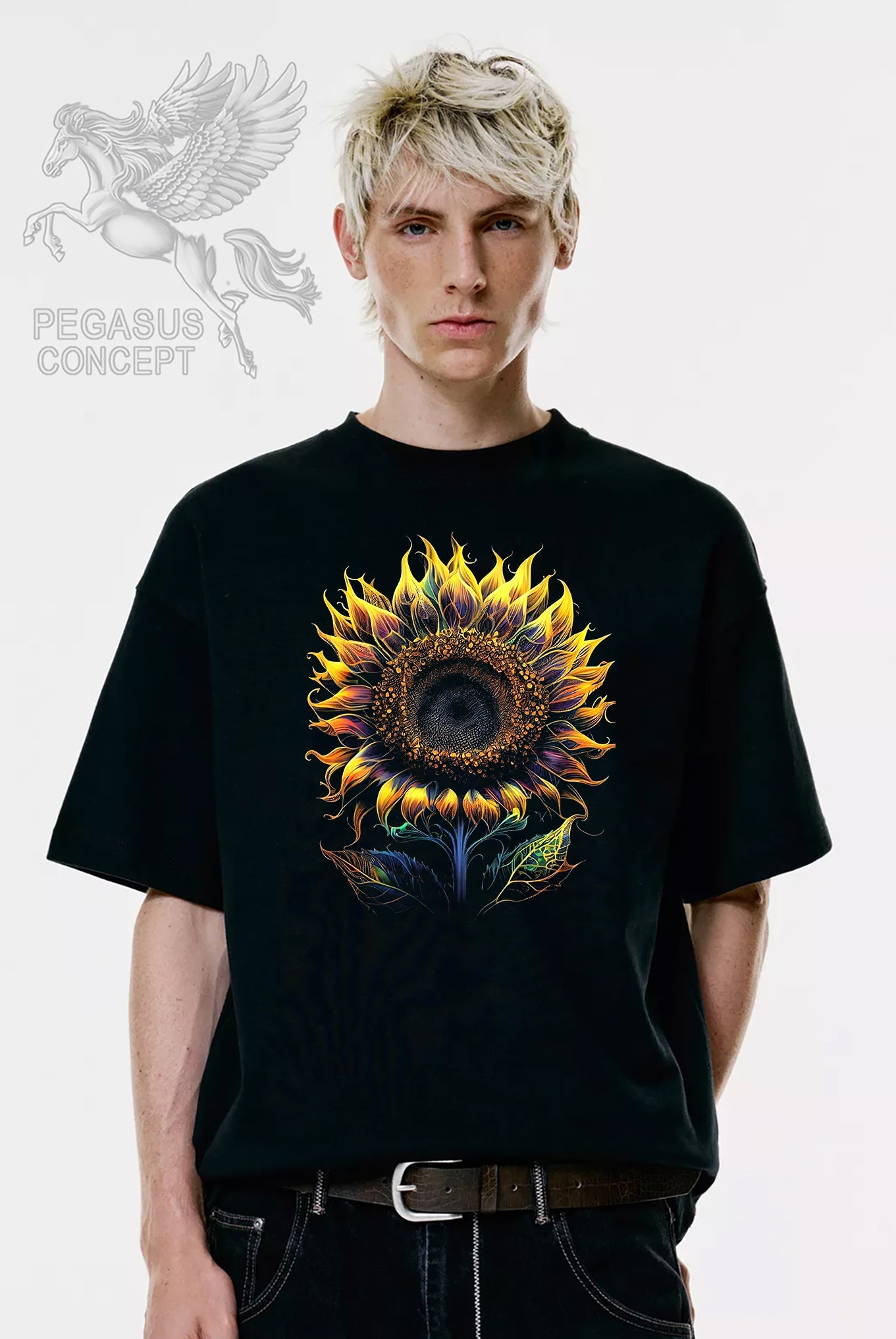 Μπλούζα μακό Premium ποιότητας σε χρώμα μαύρο με τύπωμα Sunflower