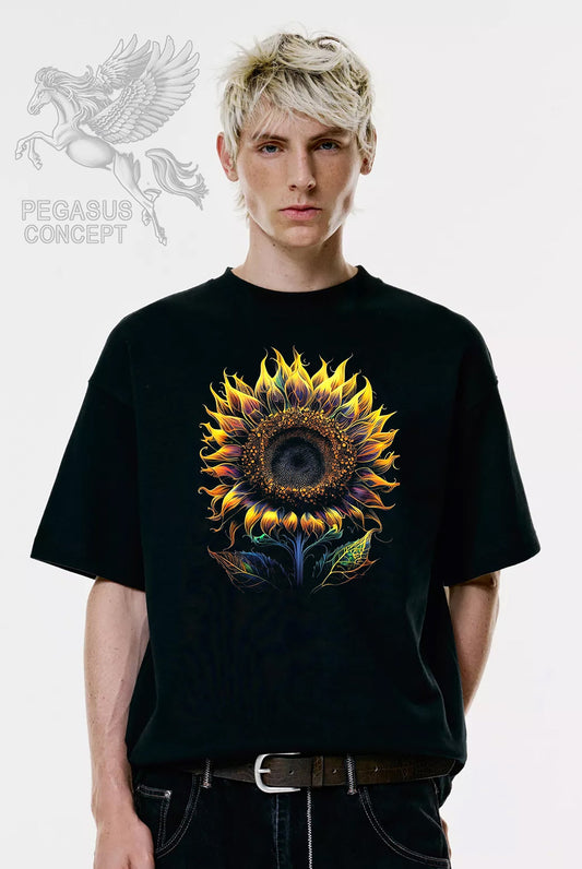 Μπλούζα μακό Premium ποιότητας σε χρώμα μαύρο με τύπωμα Sunflower