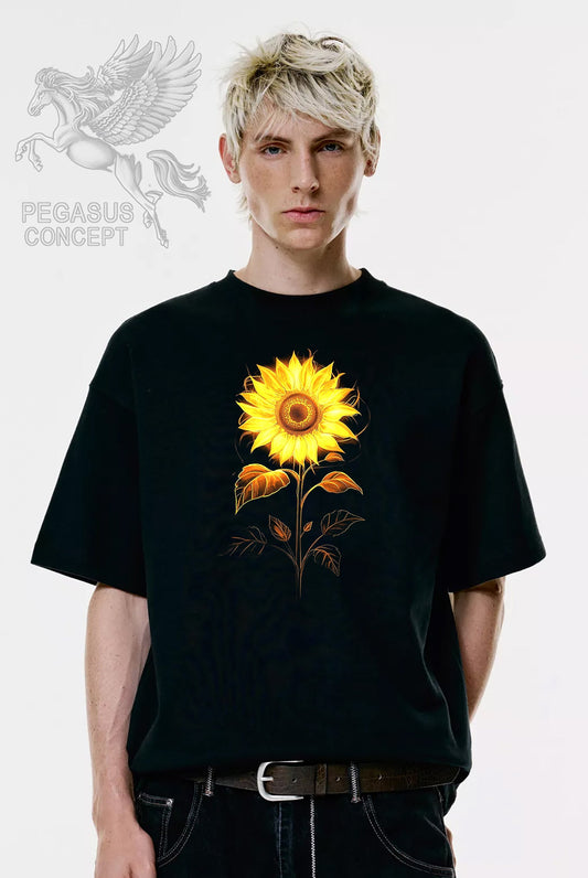 Μπλούζα μακό Premium ποιότητας σε χρώμα μαύρο με τύπωμα Sunflower