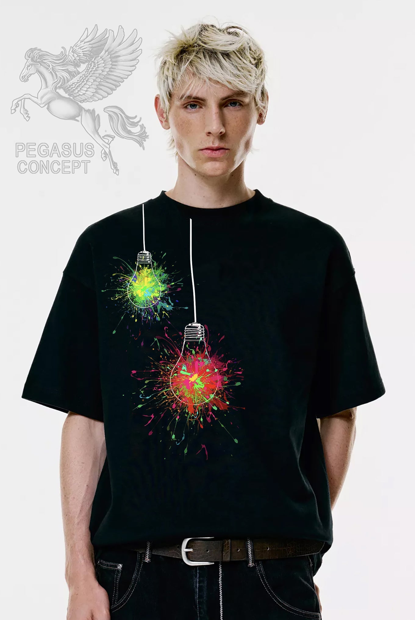 Μπλούζα μακό Premium ποιότητας σε χρώμα μαύρο με τύπωμα Lamps colors Art