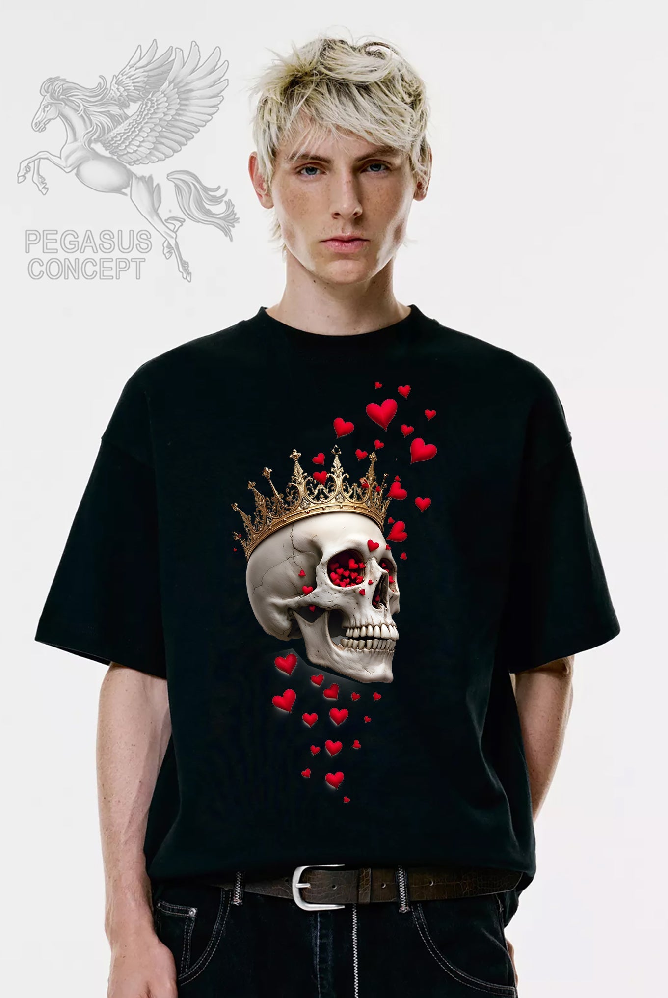 Μπλούζα μακό Premium ποιότητας σε χρώμα μαύρο με τύπωμα Hurts King Skull