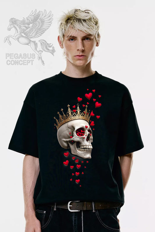Μπλούζα μακό Premium ποιότητας σε χρώμα μαύρο με τύπωμα Hurts King Skull