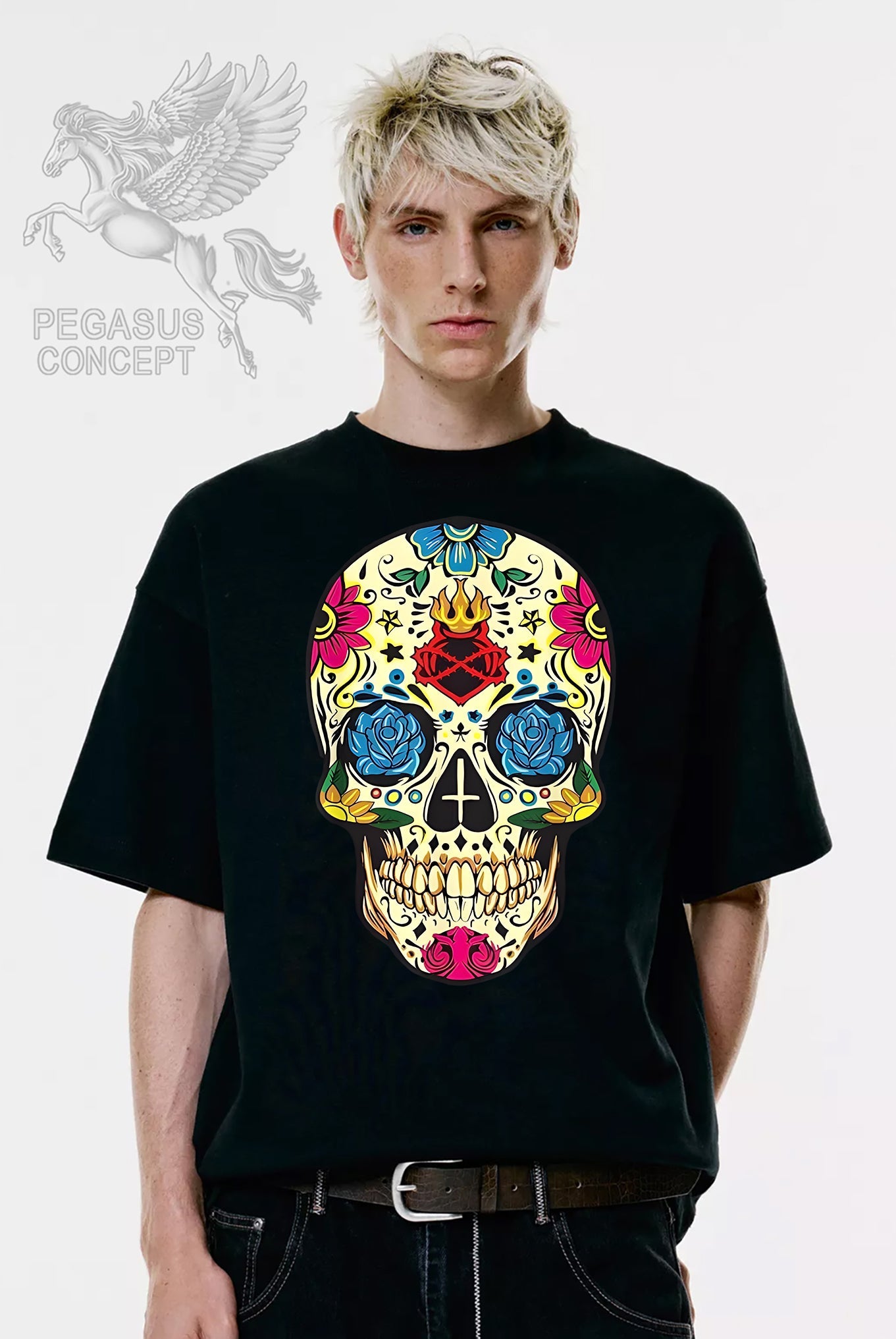 Μπλούζα μακό Premium ποιότητας σε χρώμα μαύρο με τύπωμα Candy skull