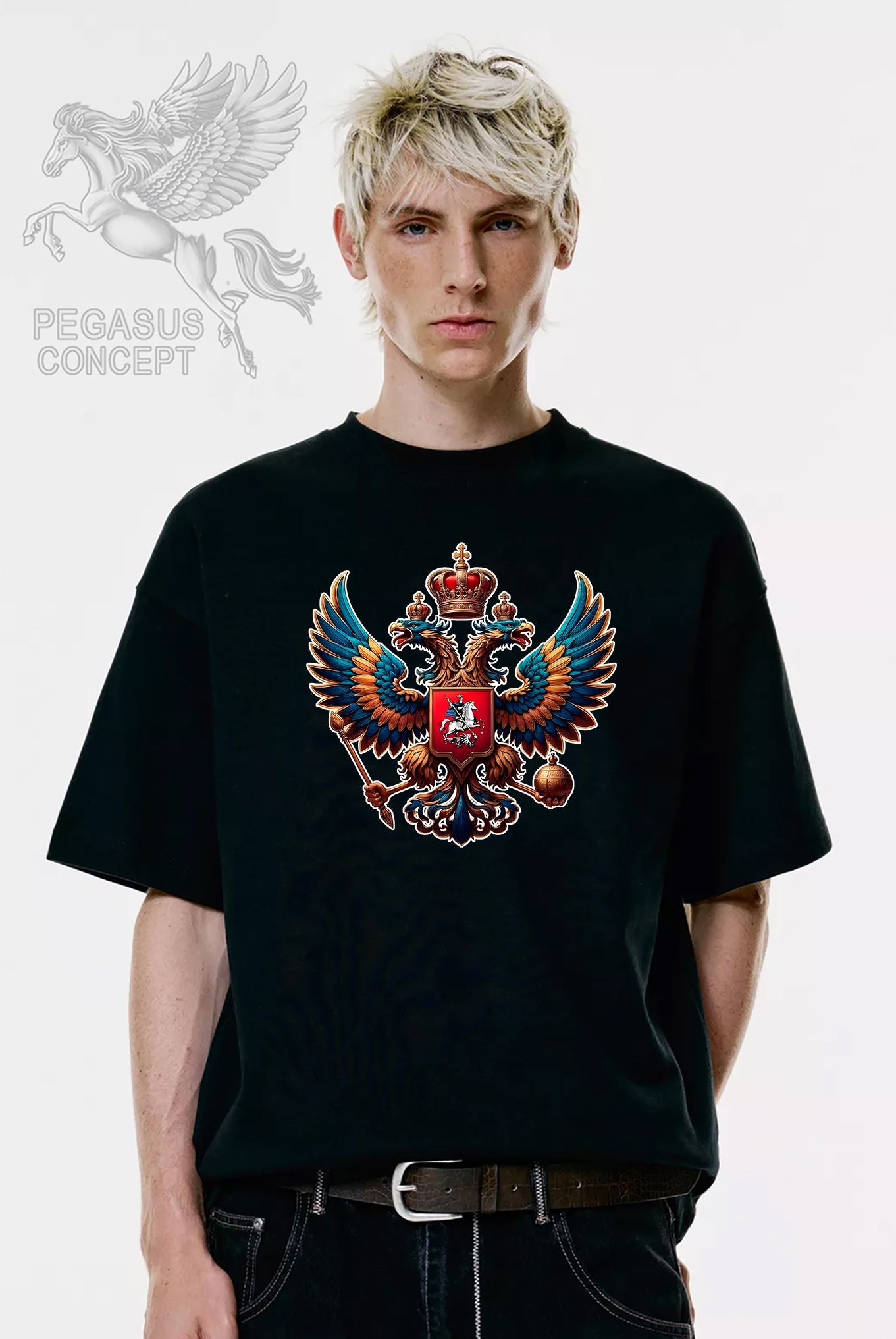 Μπλούζα μακό Premium ποιότητας σε χρώμα μαύρο με τύπωμα Russia