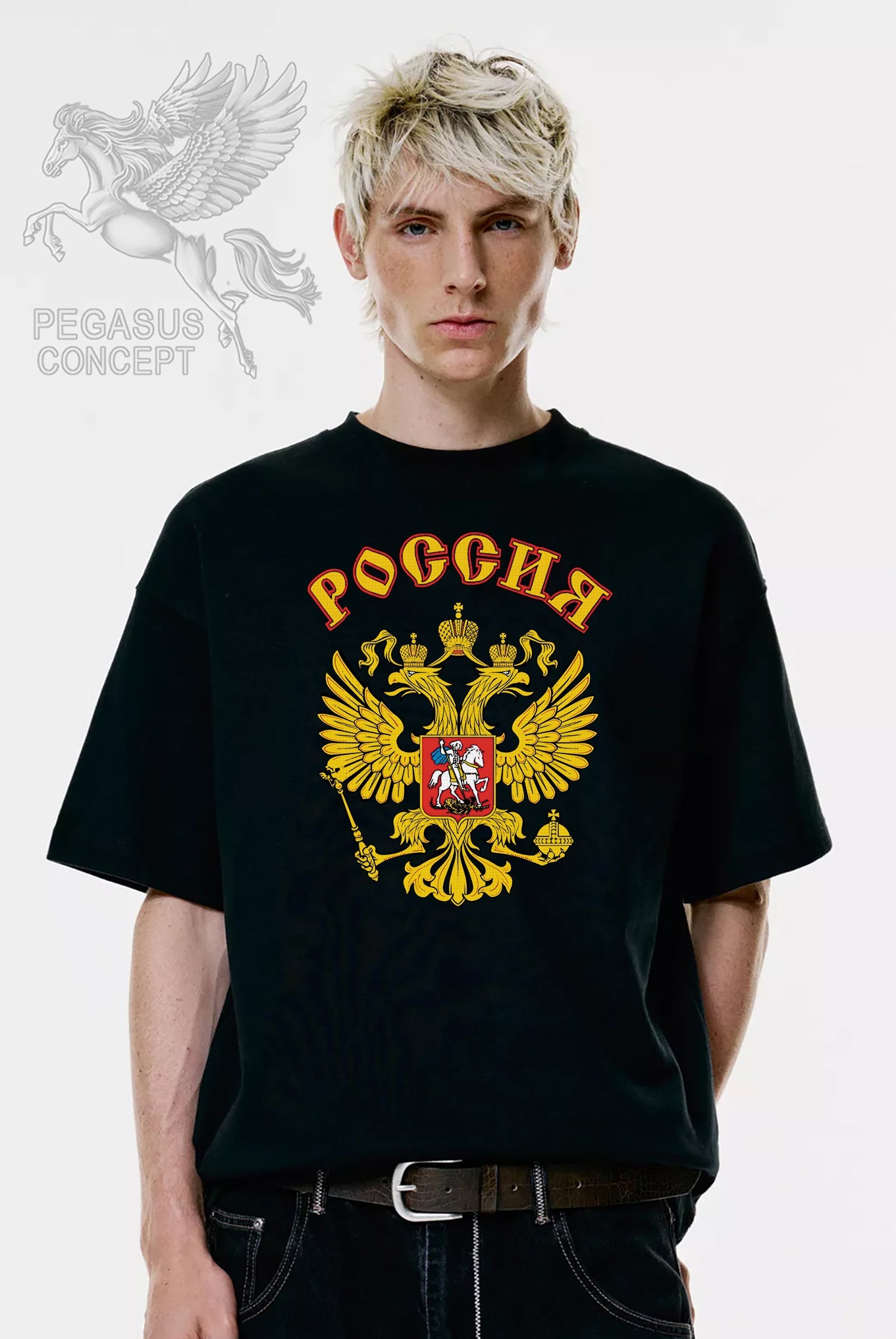 Μπλούζα μακό Premium ποιότητας σε χρώμα μαύρο με τύπωμα Russia