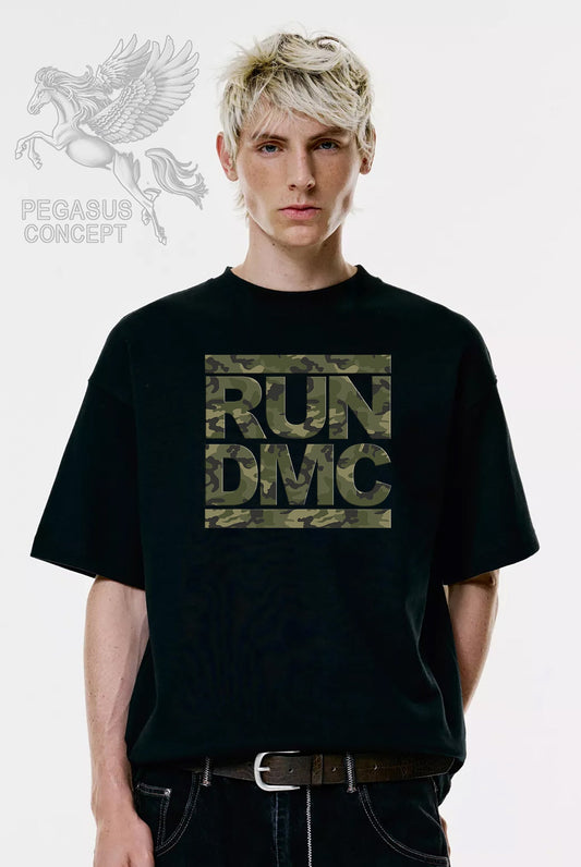 Μπλούζα μακό Premium ποιότητας σε χρώμα μαύρο με τύπωμα Run DMC cameo