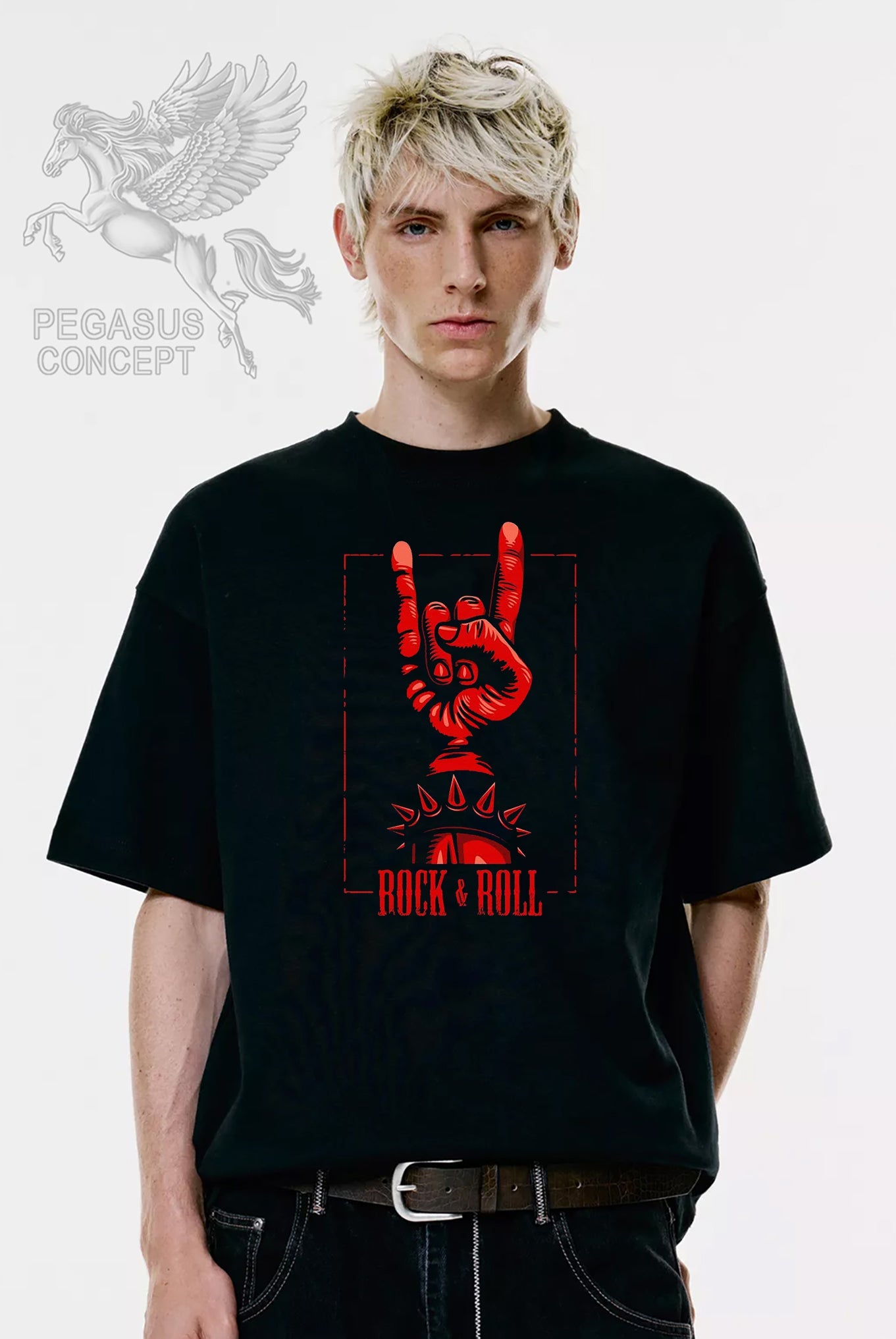 Μπλούζα μακό Premium ποιότητας σε χρώμα μαύρο με τύπωμα Rock & Roll