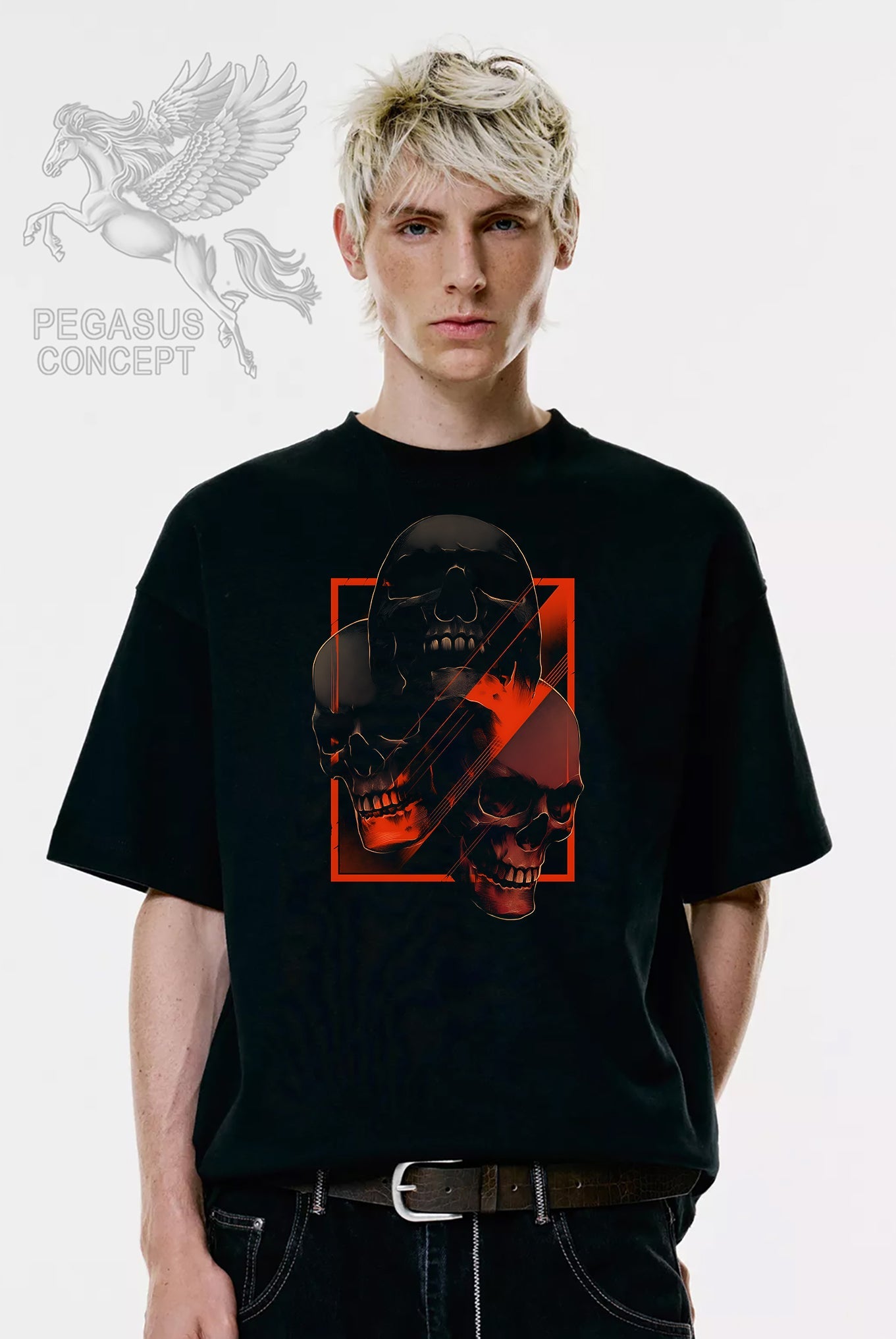 Μπλούζα μακό Premium ποιότητας σε χρώμα μαύρο με τύπωμα Red Skulls